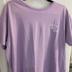 Full length purple embroidered tee